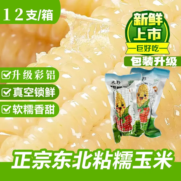 【彩铝箔12根】东北白糯玉米软糯香甜整箱5.5斤-6斤（试吃正宗糯玉米