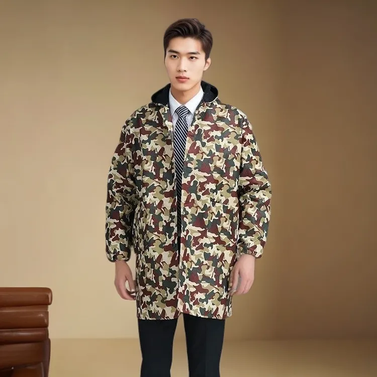 大码迷彩防尘衣服加绒加厚适合多用途的男士罩衣干活专用