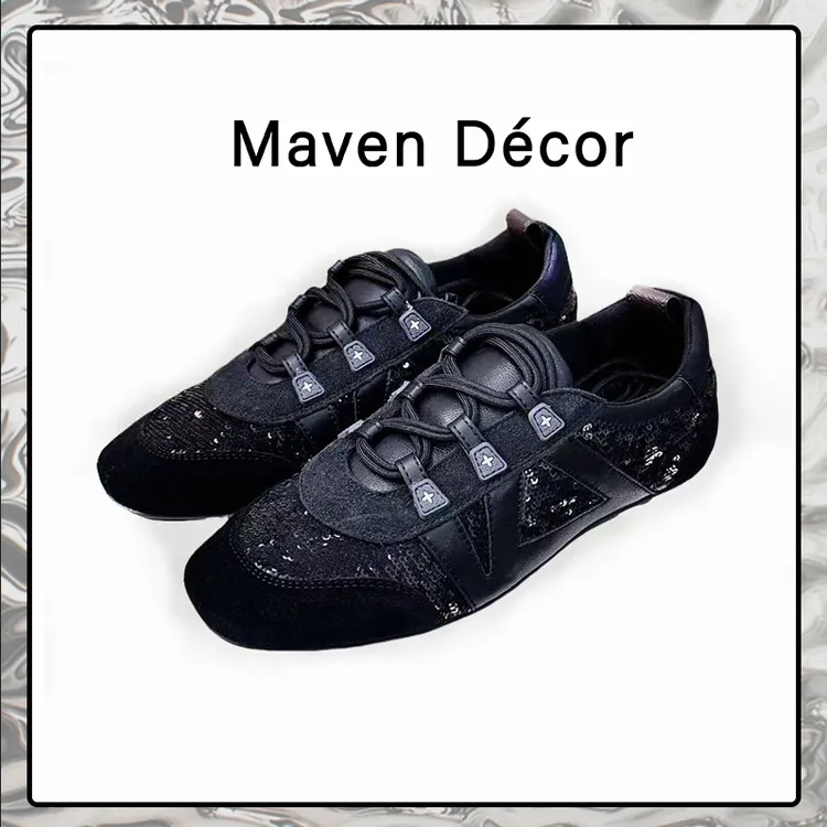 秋芭蕾风.驴家黑色新款限定亮片芭蕾运动鞋真皮轻盈透气鞋250418