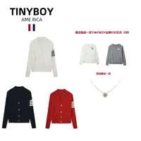 TINYBOY四条杠 V领单排扣长袖针织开衫 