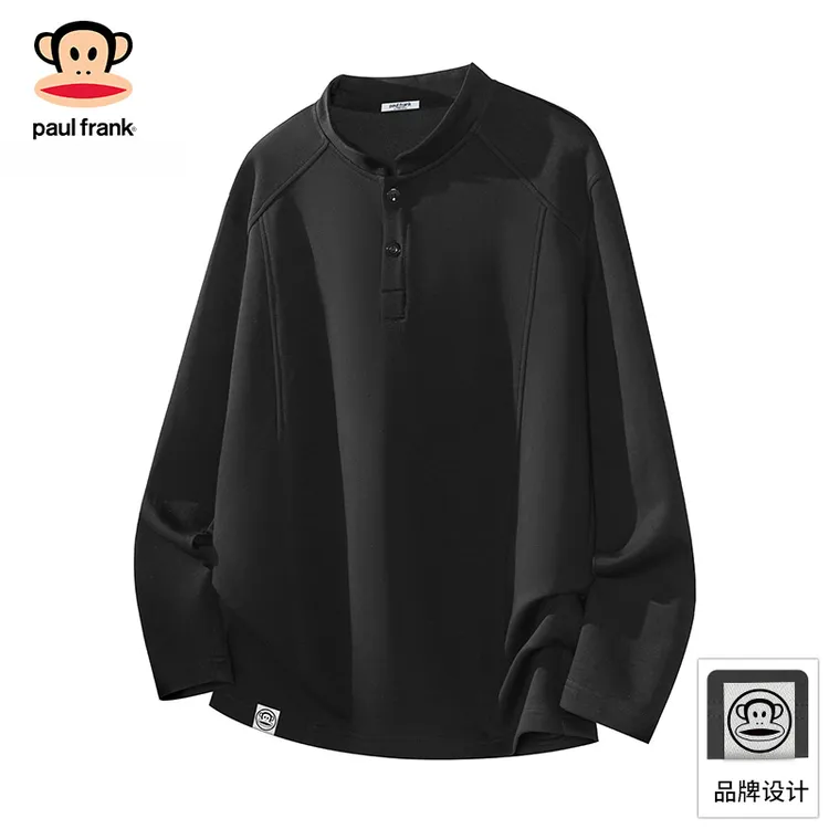 Paul Frank/大嘴猴圆领拼接长袖T恤男2025秋季休闲宽松上衣打底衫