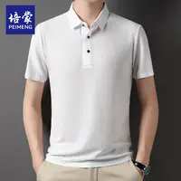 培蒙2025年夏季新款纯色透气冰丝翻领短袖T恤商务休闲薄款男上衣