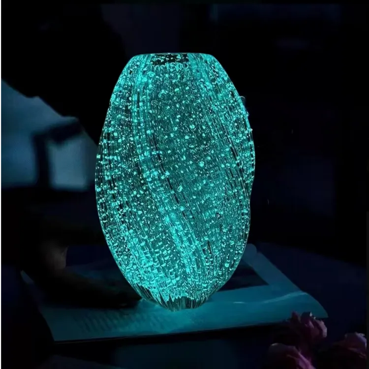 【夜光款】简约麦芽糖花瓶透明玻璃摆件家用餐桌水养鲜花玻璃瓶装饰