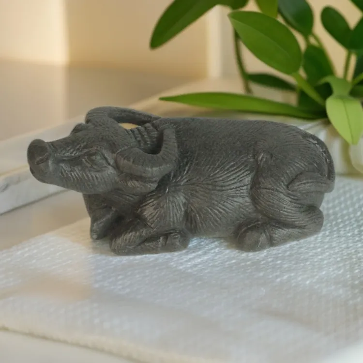 卧牛摆件禅意茶室布置物件庭院石牛生肖黄牛水牛网红家居装饰品