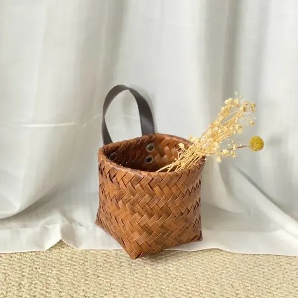 置物工艺品收纳筐插花收纳化妆品客厅复古遥控