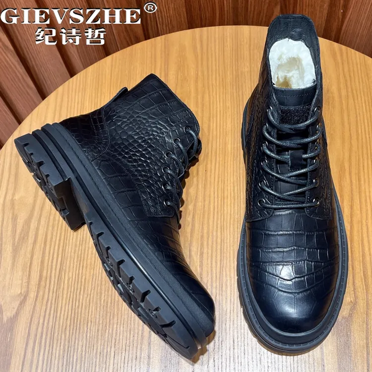 纪诗哲男鞋复古个性百搭短靴男款时尚加绒休闲鞋子轻奢透气马丁靴