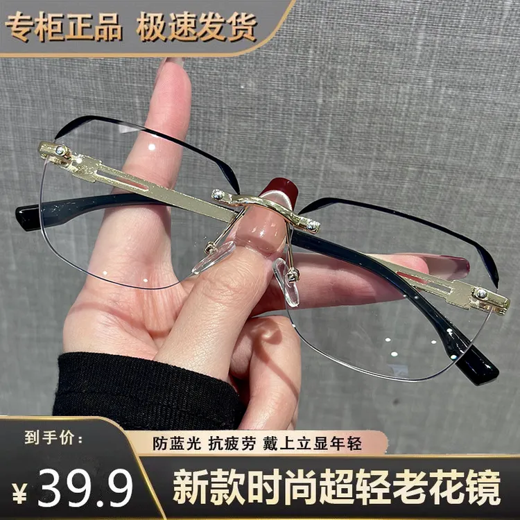 【视频同款】超轻气质老花镜中老年高端时尚老花眼镜老视镜黑框商品图