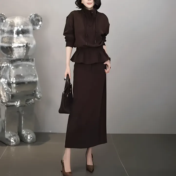 网红时尚炸街新款女装秋装2025新款欧货高端半身裙休闲套装两件套