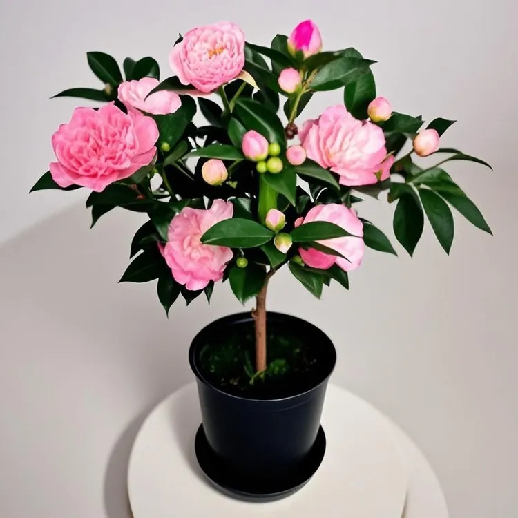 香妃茶花 开花粉色带香味山茶花盆栽家庭园艺花苞卉四季常绿