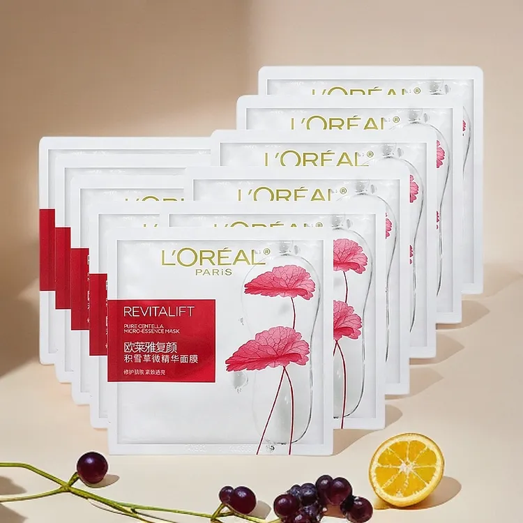 欧莱雅复颜积雪草微精华面膜补水保湿抗皱紧致修护水润护肤品