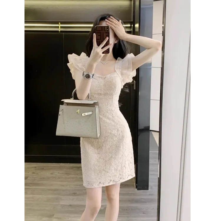 【现货】法式名媛小香风裙子夏新款高级感轻奢收腰显瘦短款连衣裙女