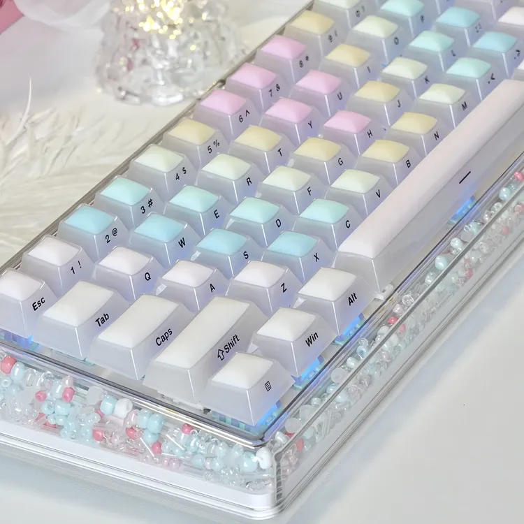 Ainbell串珠Base68客制化热插拔彩虹女生键盘键盘客制化键盘