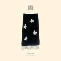 OYBN欧阳贝妮【天女散花】微胖大码波点镂空花朵半身裙3044