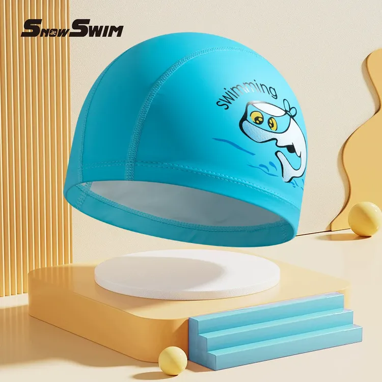 男女童宝宝卡通时尚防水护耳学生PU儿童游泳帽