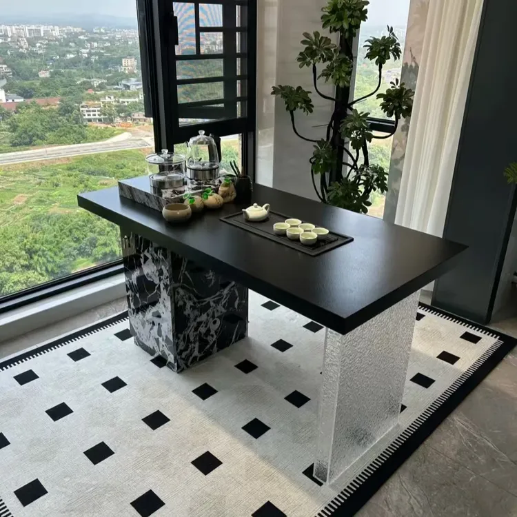 意式轻奢  岩板阳台岛台茶桌椅组合小型泡茶台高端家用2025新款