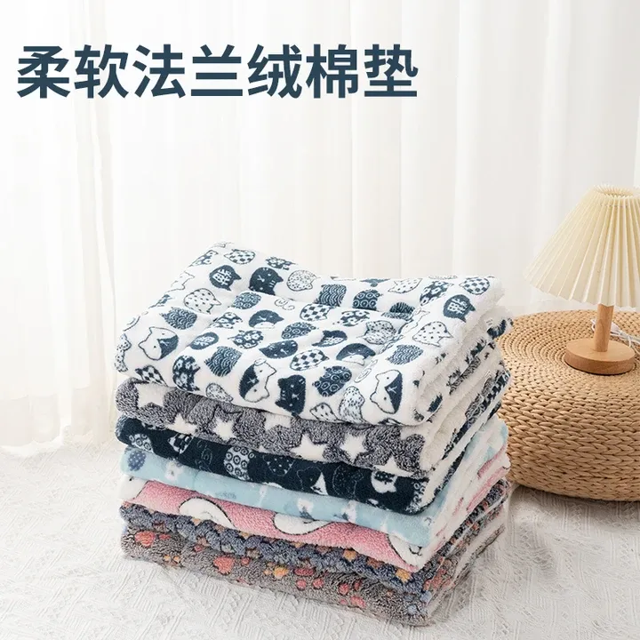 猫窝狗窝狗垫宠物毛毯宠物垫秋冬保暖印花地毯法兰绒小猫狗狗被子