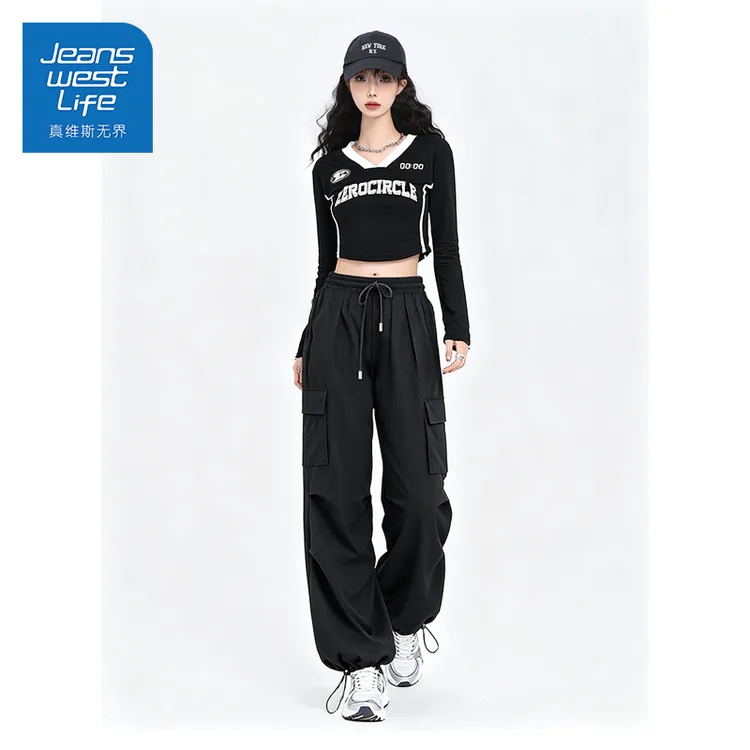 真维斯无界潮流工装直筒长裤女微弹面料舒适不束缚款时尚户外休闲