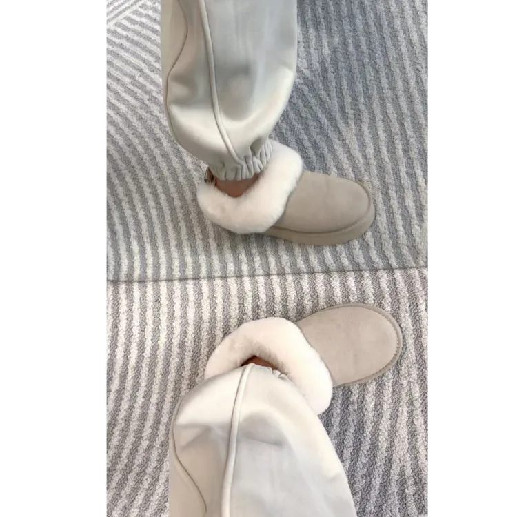 熙薇品牌2025秋冬新款时尚一脚蹬厚底低帮毛绒雪地靴H6086