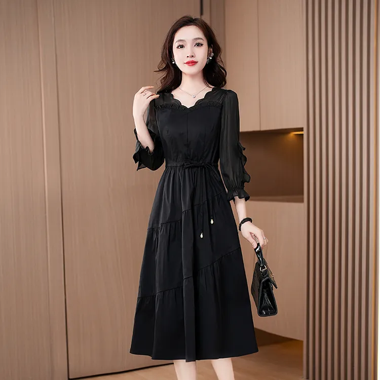 甜甜tiantian女装直播间爆款2025新款广州十三行高贵连衣裙21113