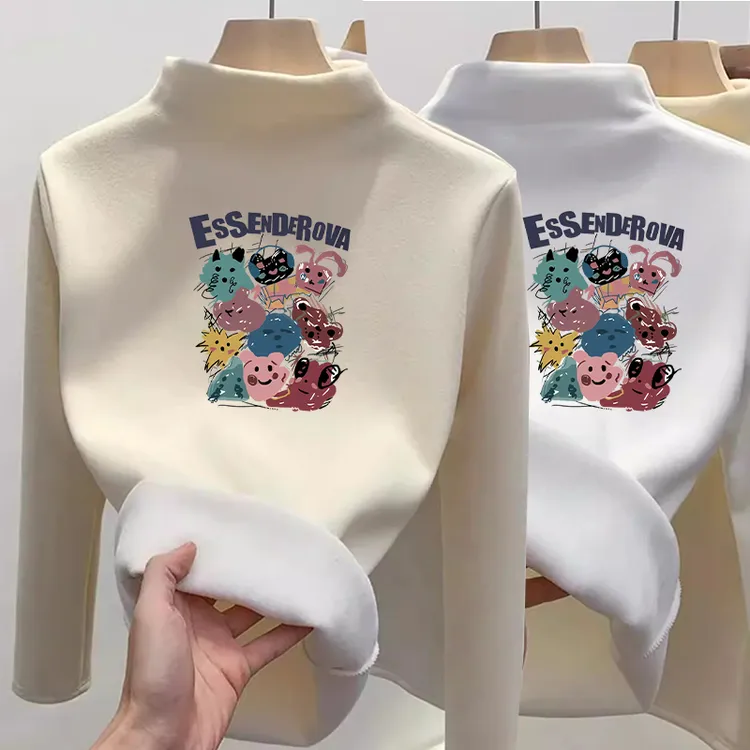 男女童秋冬季半高领上衣宝宝2026条纹打底衫儿童保暖德绒长袖T恤