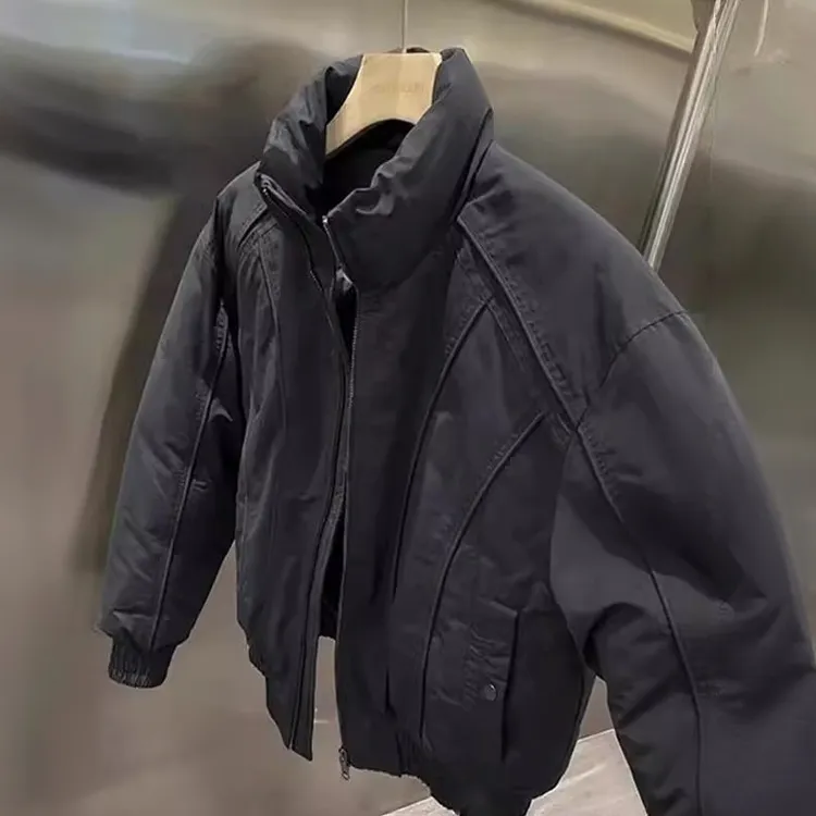 2025新款潮牌冬季男士休闲帅美式复古短款白鸭绒外套夹克式羽绒服