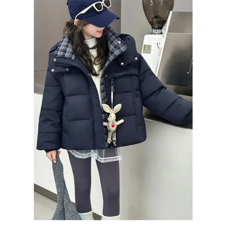 冬新款女童可爱卡通棉衣外套加厚时尚休闲中大童冬季加厚女童棉衣