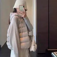 早秋韩系轻薄针织袖拼接棉服女短款冬季新款设计感棉衣小个子外套