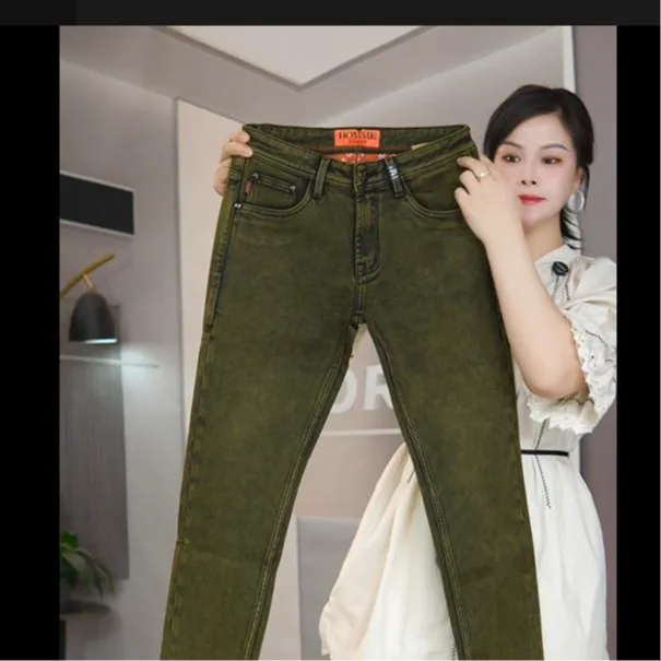 战狼绿秋冬男士修身小直筒弹力牛仔裤休闲百搭时尚潮流韩版男裤子