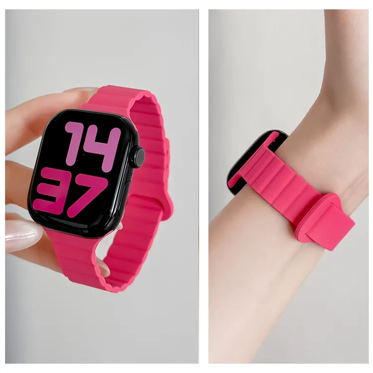 适用苹果Applewatch11时尚运动硅胶磁吸表带iwatchS10SE男女Ultra