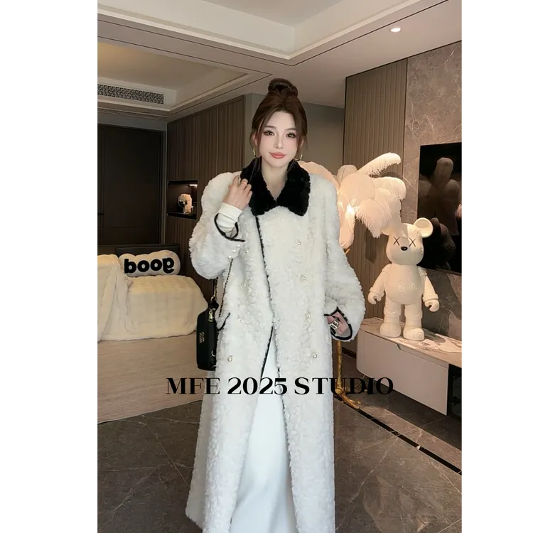 2025/MFE | 海棠朵朵 新款香风珍珠设计感仿羊羔毛气质外套