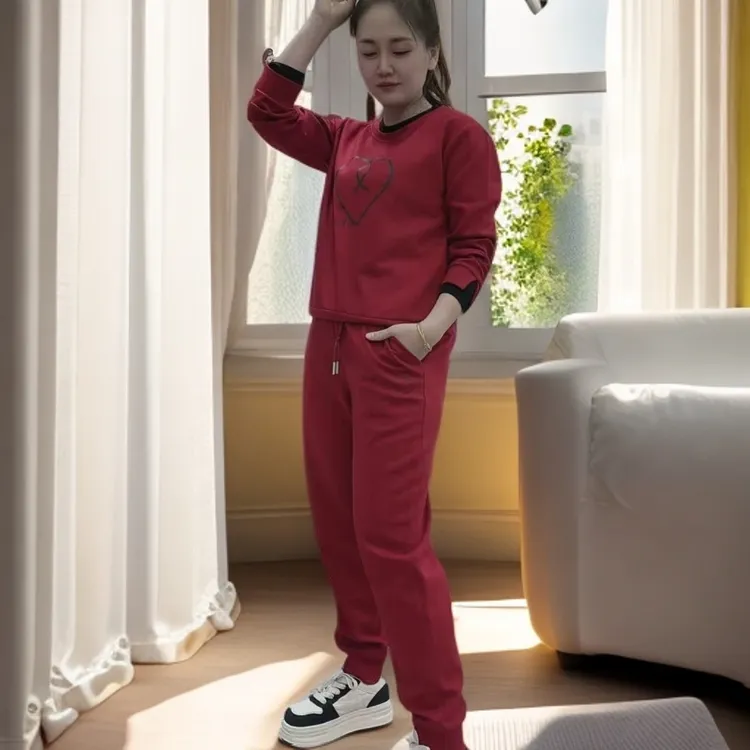 《丽丽家》棉时尚休闲套装女2025年秋冬季新款圆领卫衣卫裤两件套潮