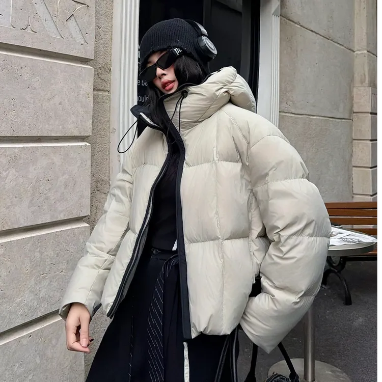 2025年新款新国标90白鸭绒韩版泡芙连帽羽绒服女短款秋冬外套103