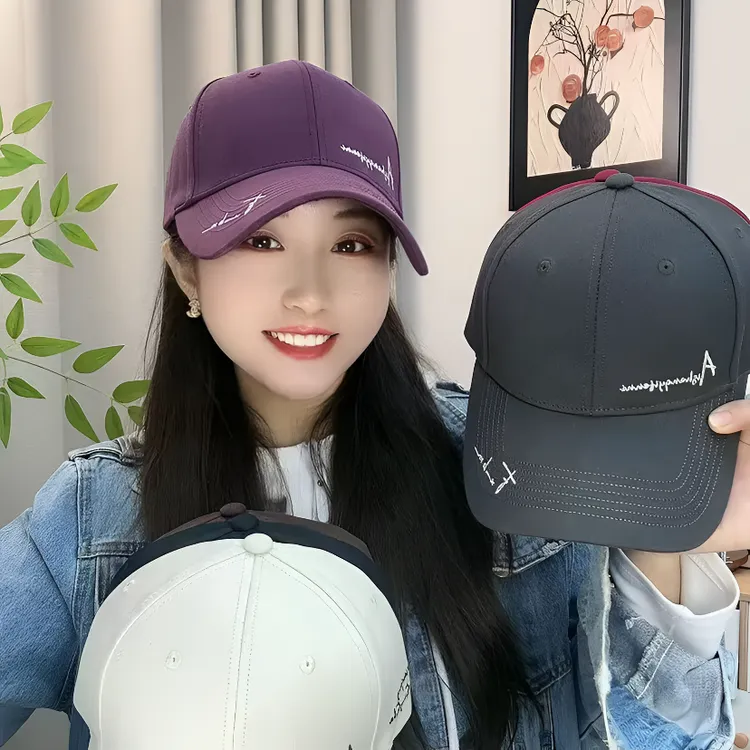 2025新款棒球帽女宽檐显脸小户外遮阳防晒大头围硬顶刺绣鸭舌帽男