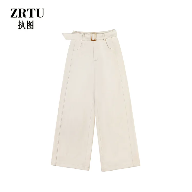 ZRTU 阔腿裤秋季长裤高腰设计师百搭潮流休闲裤