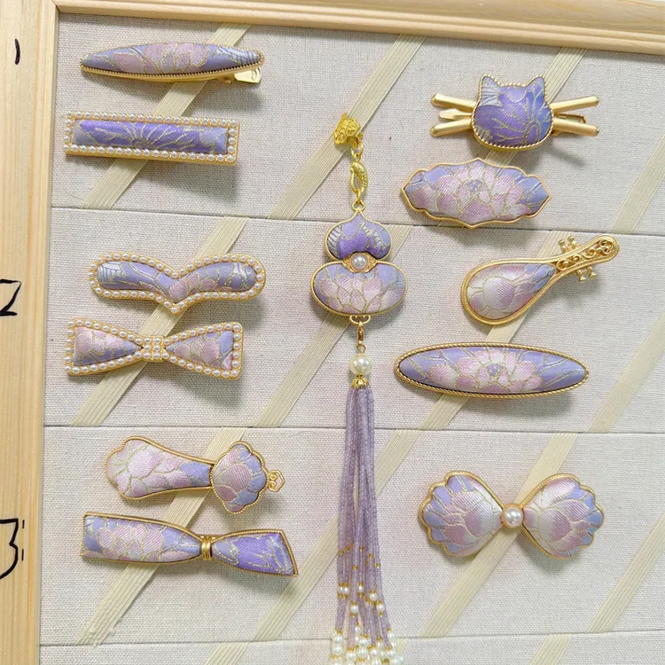 纯手工新中式宋锦发夹高级感国风高端弹簧复古夹子头饰发饰