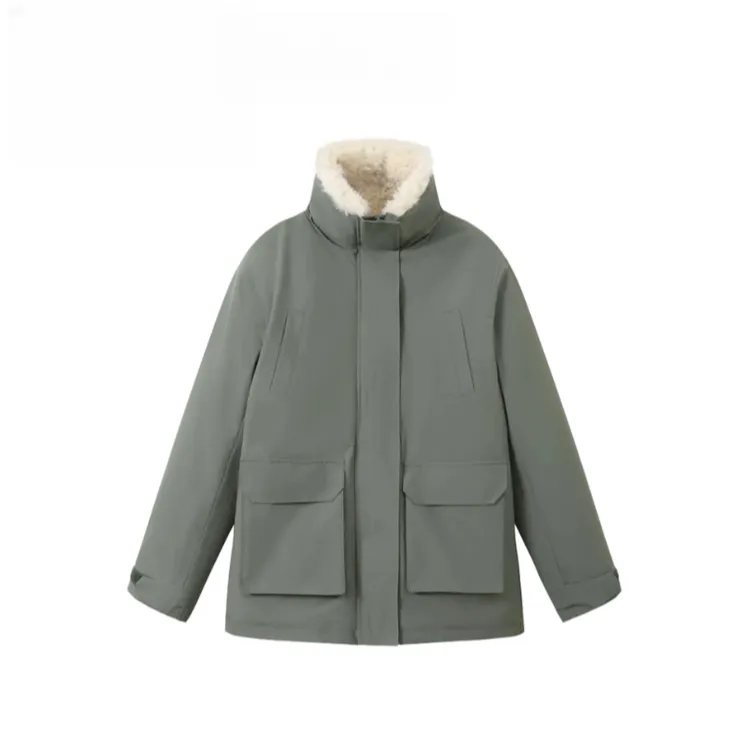 宿慕SUMU2025年美式复古羔羔毛派克棉袄女冬工装棉服外套Y-T25866