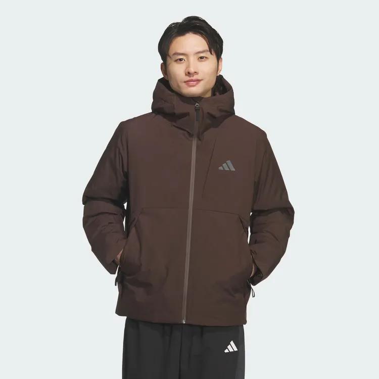 阿迪达斯男子羽绒服2025冬季新款保暖600蓬连帽运动外套 KQ5504