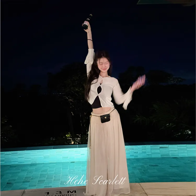 你的呵呵scarlett|韩系花边针织开衫 春夏氛围感百搭显瘦上衣女