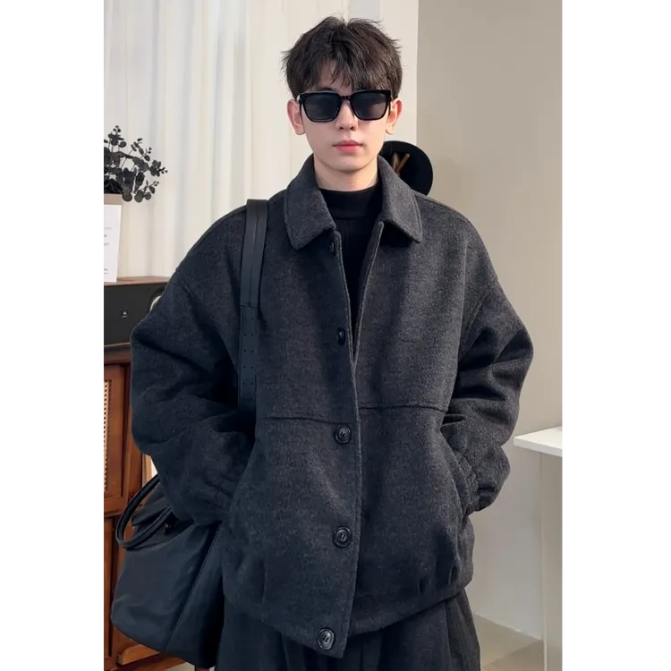不太董【鹤影寒裳】羊毛加厚保暖翻领男款短款冬季外套时尚潮流