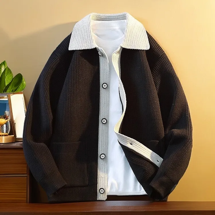 春秋季新款毛衣开衫男士针织衫韩版潮流羊毛衫男高档青年休闲外套