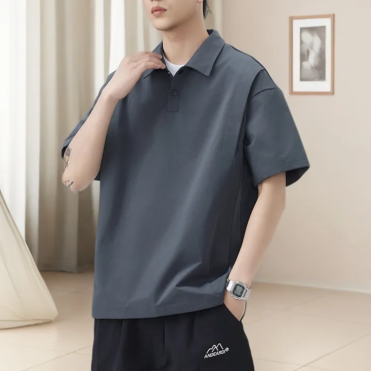夏季休闲短袖polo衫男士潮流翻领T恤衬衫领港风商务简约宽松百搭