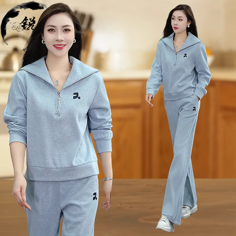 显瘦休闲运动套装女春秋季2025新款中老年时尚减龄休闲跑步两件套