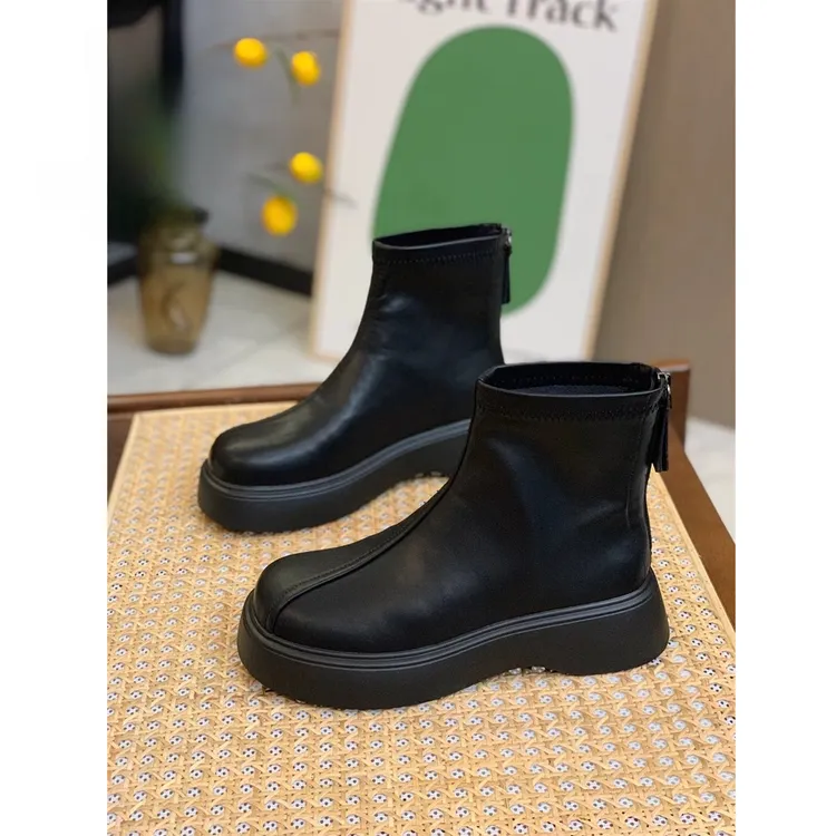 【品牌】炸街马丁靴女小个子短靴2025春秋瘦瘦靴厚底切尔西靴弹力靴