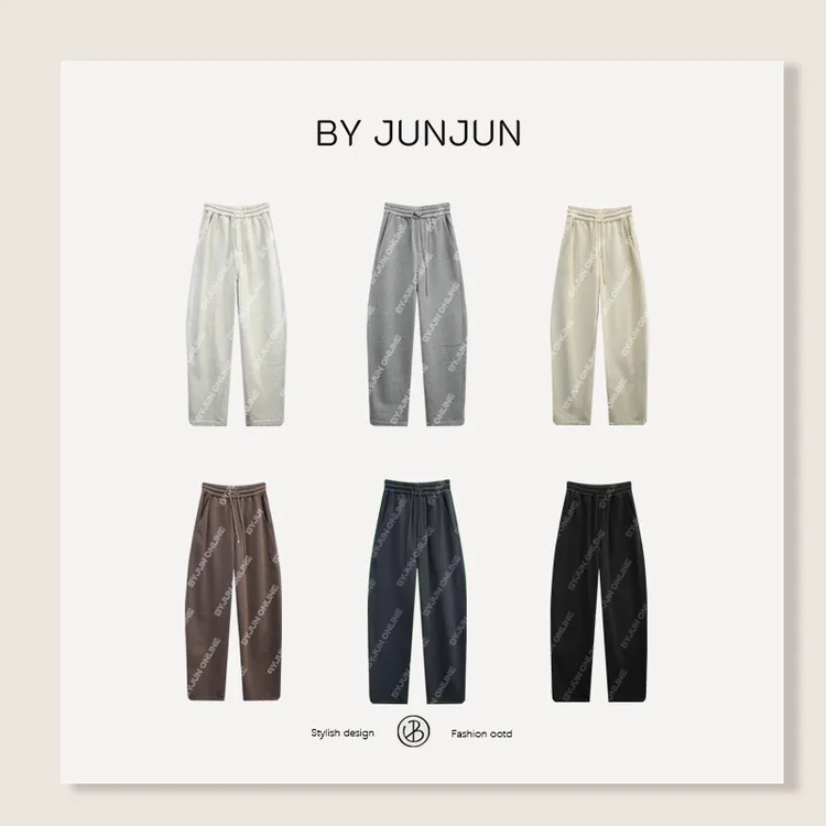 ByJunjun 秋冬新品珺珺自留推荐极简百搭休闲裤松紧腰小直筒卫裤