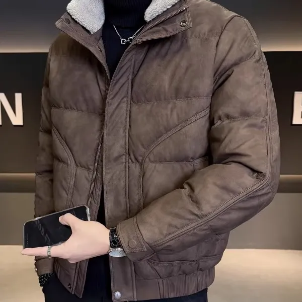 羽绒服男冬季2025新款潮牌高级感毛领可拆卸短款加厚冬天立领外套