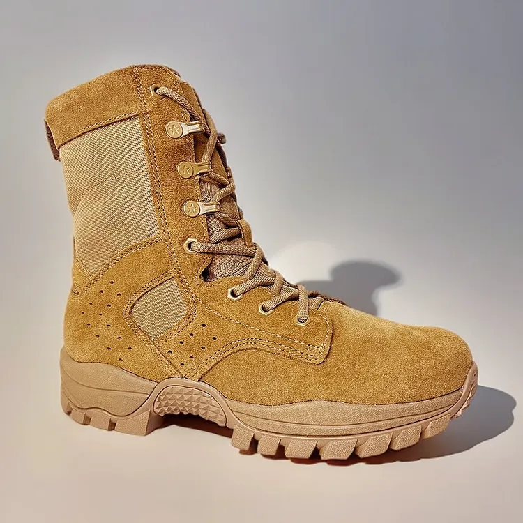 新款棕色作战训靴男女超轻夏季网面训练靴真皮新拉链登山耐磨透气