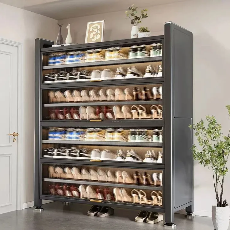 芒达钢制鞋柜门口家用收纳入户一体靠墙玄关多层爆款储物防尘鞋架