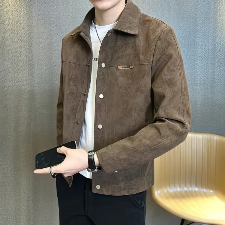 春秋季男士外套韩版2025新款翻领爆款夹克帅气男装长袖秋装上衣