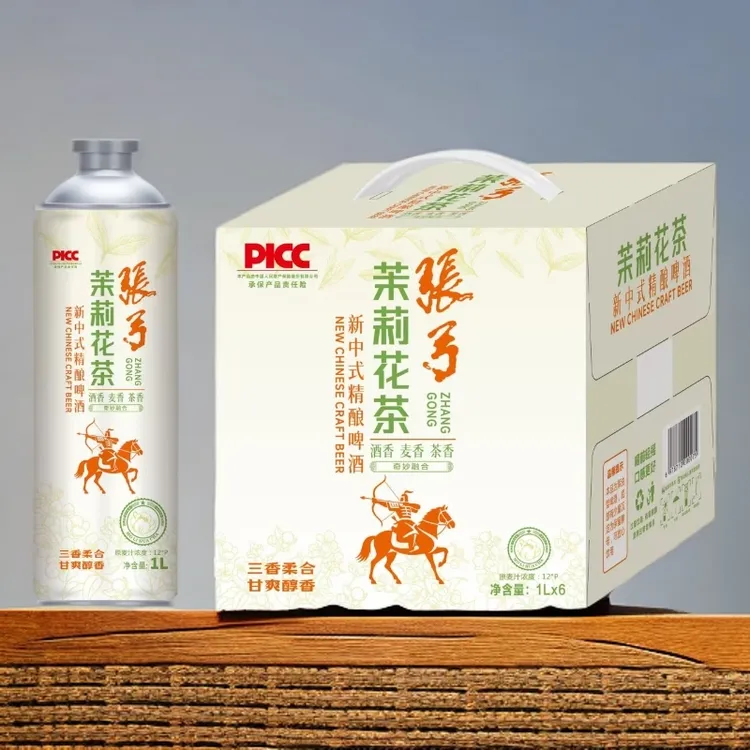 张弓茉莉花茶中式精酿啤酒麦汁浓度12P果泥啤酒易拉罐1L*6罐