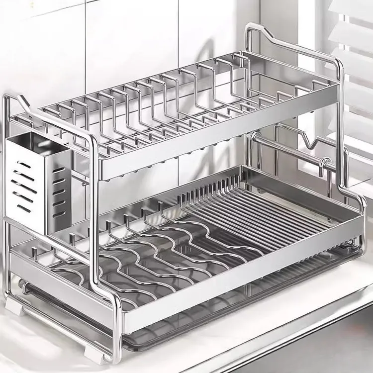 304不锈钢碗碟架厨房置物架多功能碗盘沥水架台面收纳放碗筷架